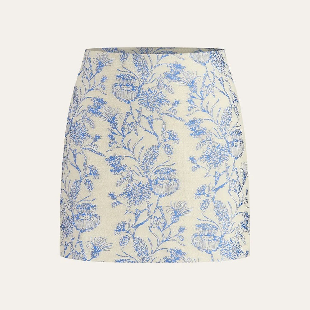 Commense Cream and Light Blue Floral Mini Dress - Picture 9 of 16